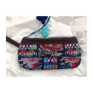 Nena & Co clutch, floral/geo navy background VGUC